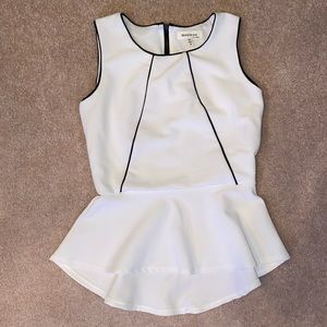 White w/ black pipping peplum top